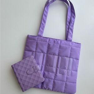 Purple Quilted Tote Bag & Polaroid Album